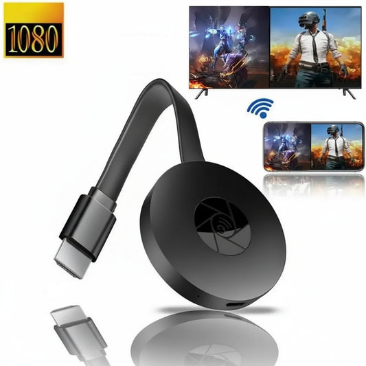 Black electronic device with a cable, displayed against a white background with gaming images.